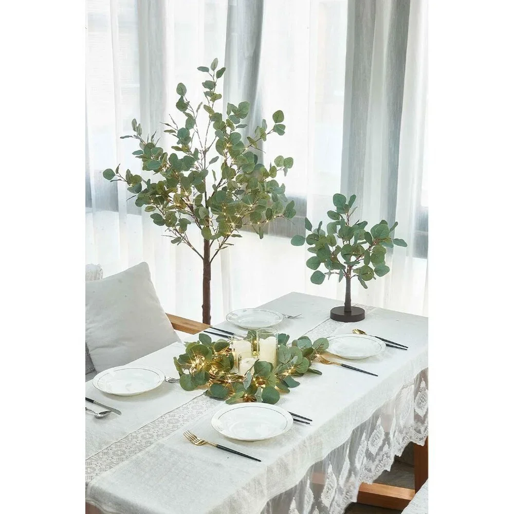 Decorative Garland Lights 6FT 96 LED Fairy Lights, Lighted Eucalyptus Twig Garla